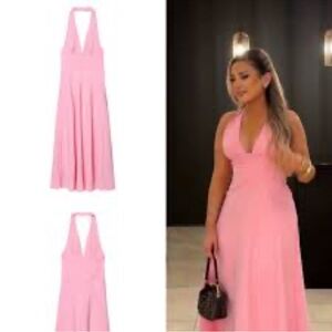Zara pink halter midi dress NWOT